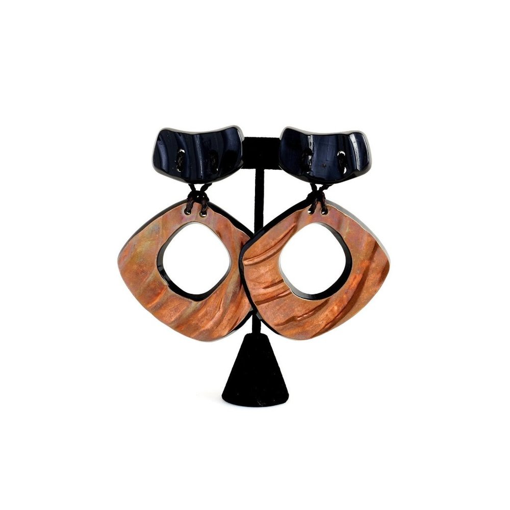 Anne and Frank Vigneri Vintage Copper and Resin Drop Earrings